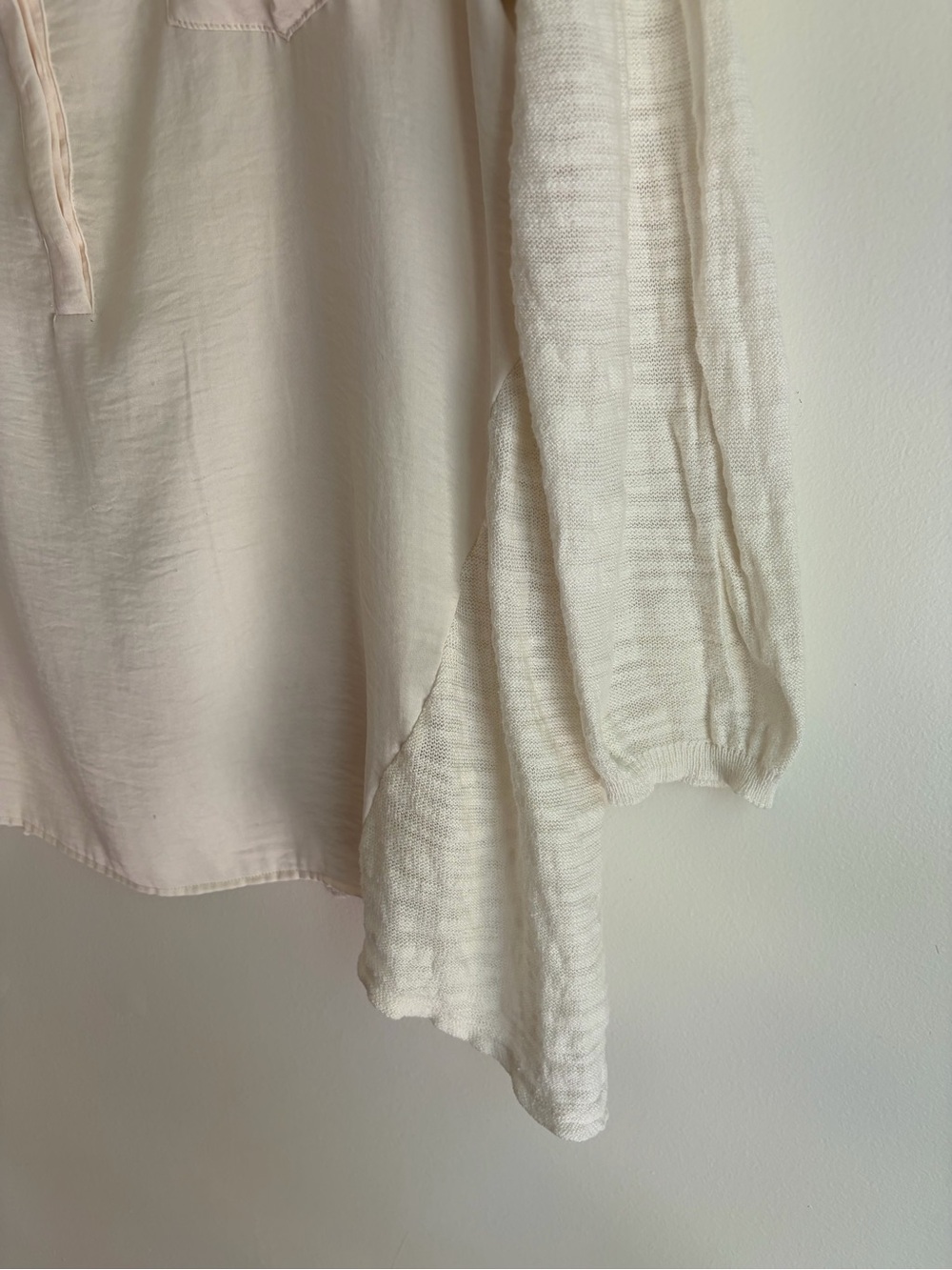 Anthropologie Knitted & Knotted Ivory Lace Back V Neck 3/4 Sleeve Blouse Size L - Picture 4 of 6